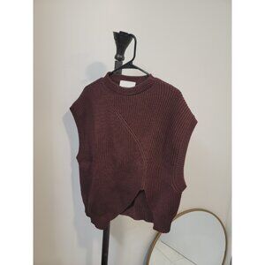 Róhe Women's Brown New Wool Assymetrical Sweater Vest Sz EU 36